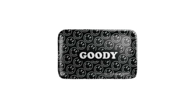 Goody Glass Black Smiley Rolling Tray